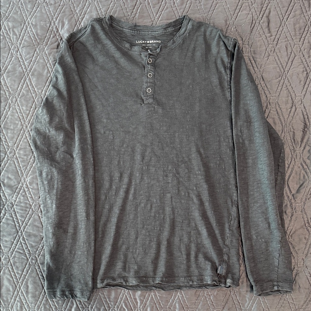 Lucky Brand Men's Charcoal Long Sleeve Henley